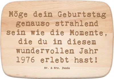 Produktbild von Mr. & Mrs. Panda Frühstücksbrettchen Spruch 1976 Geburtstag - Transparent - Geschenk, Geburtsjahr, besonderes Jahr, Schneidebrett, jausenbrett, Alter, Holzbrett