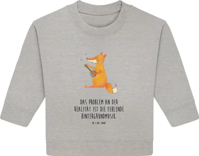 Produktbild von Mr. & Mrs. Panda Organic Baby Pullover Fuchs Gitarre 24. - 36. Monat - Heather Grey - Geschenk, Optimistisch, Musik Spruch, Singen, Sänger, Bullover