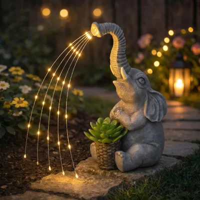 Solar-Elefant mit LED, wetterfest, 26,7 cm, Gartendeko