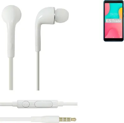 Produktbild von K-S-Trade Kopfhörer Headset kompatibel mit Wiko Y60 mit Mikrofon u Lautstärkeregler weiß 3,5mm Klinke Kabel Headphones Ohrstöpsel Ohrstecker