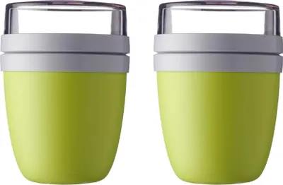 Produktbild von Mepal | Lunchpot Ellipse Mixed | Campus Red + Cool Grey | Müslibecher to go | Unterteilung für Joghurt & Müsli | 500 ml + 200 ml | Geeignet für Gefrierschrank, Mikrowelle & Spülmaschine