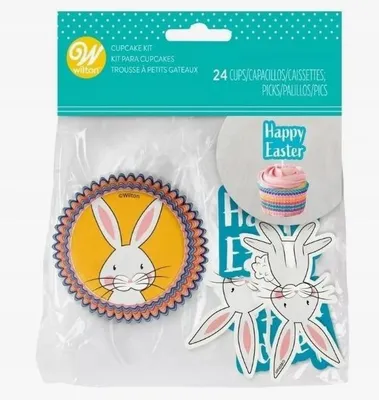 Produktbild von Wilton Ostern Muffinpapierförmchen Set mit Pickern 24 Stück