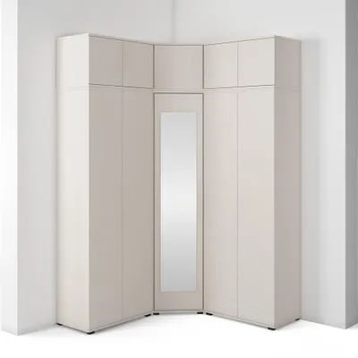 Produktbild von Eckschrank Napoli Version 10, Kleiderschrank mit Spiegel, Cashmere