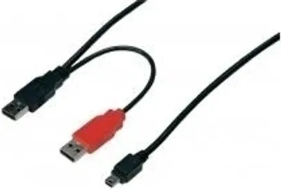 Produktbild von USB Y-Kabel, 0,8 m, 2x USB A Stecker auf 1x USB 5pol Mini B Stecker für Festplattengehäuse