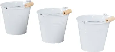 Produktbild von 3er Set Pflanztopf Metall H10cm Weiß Kräutertopf Mini Eimer Verzinkt Blumentopf