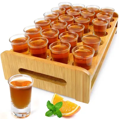 Zdjęcie produktu dla Zestaw 24 kieliszków do shotów z podstawką, idealny na imprezy i do barów