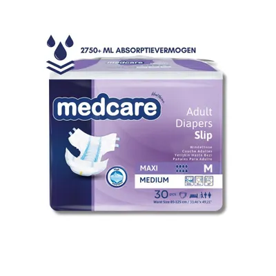 Produktbild von Medcare Maxi – Inkontinenzwindeln – Größe M – 30 Stück – Vorteilspack – Hohe Absorption & Komfort – Unisex