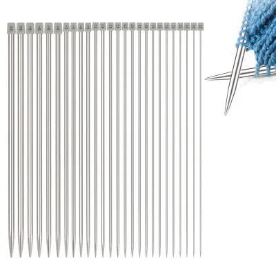 Stricknadelset 26-tlg., 2–10 mm, Edelstahl, 35 cm, mit Tasche