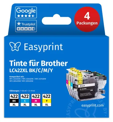 Immagine prodotto di NUOVO: Easyprint Cartucce d'inchiostro per Brother LC422XL, Multipack (BK/C/M/Y), 4 pezzi