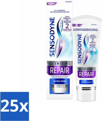 Productafbeelding van Sensodyne - Tandpasta - Clinical Repair - Active White - Herstelt het tandglazuur - 75 ml - Voordeelverpakking - 25 stuks