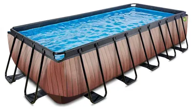 Produktbild von EXIT Wood Rahmenpool 540x250x122cm, Aufstellpool, mit Filterpumpe, Rechteckig, Braun