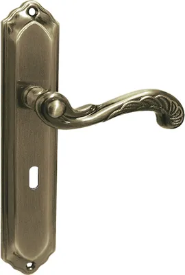 Zdjęcie produktu dla Klamka RETRO Patyna na szyldzie długim 245mm, do drzwi 38-45mm, na klucz, aluminiowa, Kuchinox