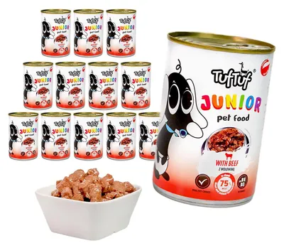 Produktbild von Tuftuf | Tuf Tuf Junior - 12x415g - Nassfutter - Rindfleisch In Soße - Vollwertige Hundenahrung