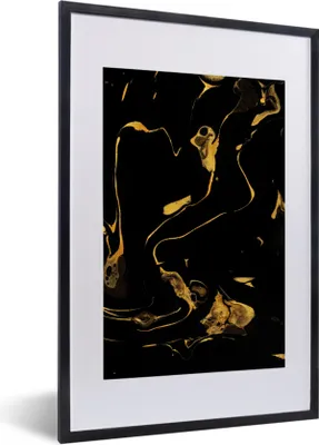 Produktbild von MuchoWow® Gerahmtes Poster Muster - Gold - Schwarz 40x60 cm - Poster mit Schwarzem Bilderrahmen Wandposter Rahmen Foto Bilder - Poster in Rahmen