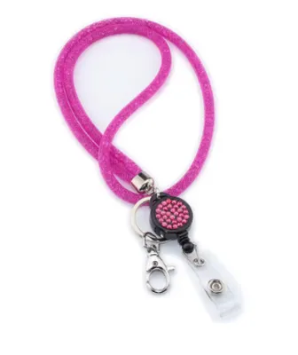Produktbild von 1x PINK Schlüsselband Umhängeband Lanyard & Ausweisjojo Zipper & Karabinerhaken Ausweise Autoschlüssel Zugangskarten Bling Kristalle