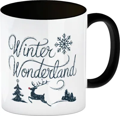 Produktbild von Winter Wonderland mit Rentier Kaffeebecher in schwarz - Wintermotiv