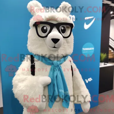 Produktbild von Himmelblaues REDBROKOLY Lama-Maskottchenkostüm mit Weste und Brille