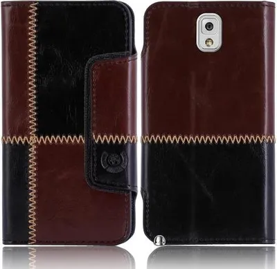 Produktbild von Samsung Note 3 N9000 N9002 N9005 numia Bookstyle Nahtmuster Schwarz-Braun