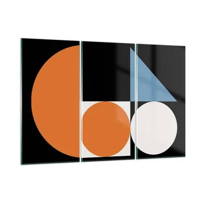 Produktbild von Bilder auf glas - 3 Teile - Stück Geometrisch Räder - 165x110cm - Glasbilder - Wandbilder - Bilder - zum Aufhängen bereit - Wanddekoration aus Glas - Glas Bilder - Wandbild auf Glas - GCE165x110-4879