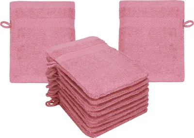 Produktbild von Betz 10 Stück Waschhandschuhe 16x21 cm PREMIUM 100% Baumwolle  Farbe: altrosa