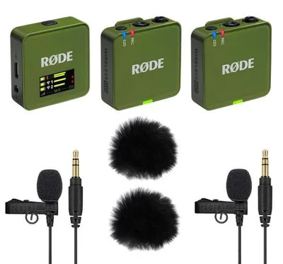 Immagine prodotto di Rode Wireless GO Gen 3 Moss Khaki con 2 microfoni Lavalier GO e 2 WS05