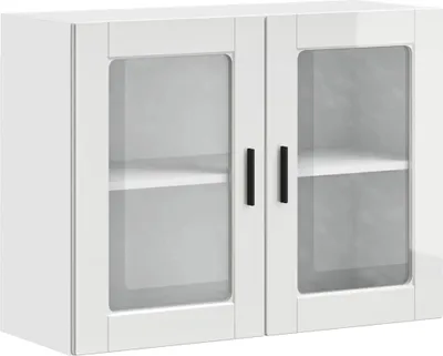 Produktbild von vidaXL Küchen-Hängeschrank mit Glastür Porto Hochglanz-Weiß