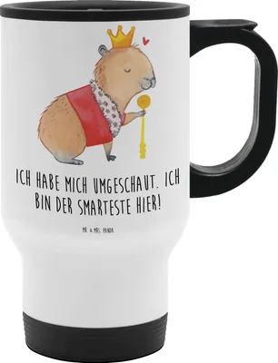Produktbild von Mr. & Mrs. Panda thermosbecher Capybara König - Weiß - Geschenk, To Go Becher, Reisebecher, Kaffeebecher, Thermobecher, Tiere, Klein