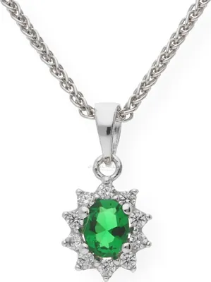 Produktbild von Kettenanhänger Silber 925 synthetischer Smaragd Zirkonia JL10-02-0299 JuwelmaLux
