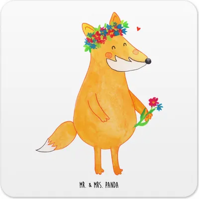 Produktbild von Mr. & Mrs. Panda Untersetzer für Gläser Fuchs Blumen 10er Set - Weiß - Geschenk, Glas-Untersetzer, Blume, Coaster, Boho, Ich, Motivation, Tischuntersetzer, Blumenliebe