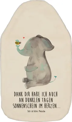 Produktbild von Mr. & Mrs. Panda Wärmflasche Elefant Biene - Weiß - Geschenk, Flauschige, Hochzeitsgeschenk, Liebe, Lustige Sprüche, Liebesbeweis, Wärmflaschen, Liebesspruch, Bettflasche