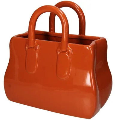 Produktbild von HD Collection Vase Boodschappentas Fijn Steingut Orange 25,5x14x25cm