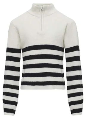 Produktbild von ONLY KIDS KOGFRANCA Half Zip L/S Stripe KNT NOOS – Größe 134-140, Cloud Dancer