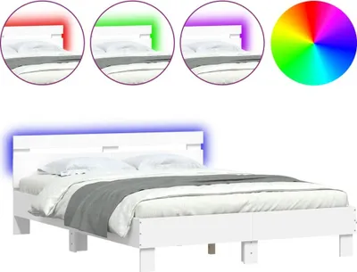 Obrázok produktu pre vidaXL Rám postele s čelom LED osvetlenie biely 140x200 cm