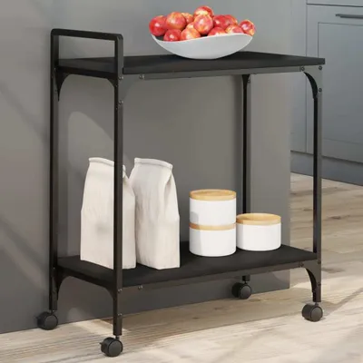 Obrázok produktu pre vidaXL Kuchynský vozík čierny 60,5x31x72,5 cm Materiál na báze dreva