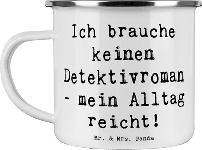 Produktbild von Mr. & Mrs. Panda Teetasse Spruch Detektivin Alltag - Weiß - Geschenk, Pott, Berufe, Alltagsermittlerin, Einzigartig, handgefertigte Geschenke, Beruf, Emaille Becher