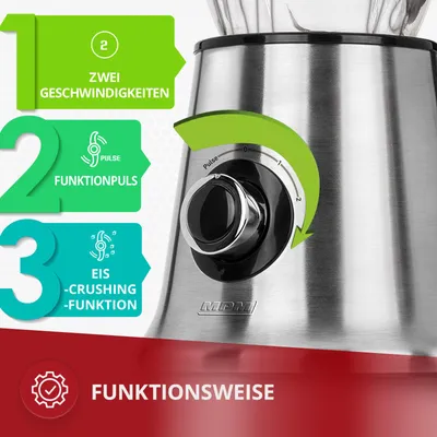 Image de Kit gobelet mélangeur 2 tasses argent/gris 450W très efficace MPM MBL-15M