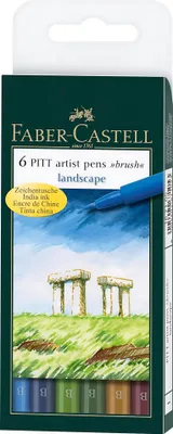 Produktbild von Faber-Castell 167105 Tuschestift PITT artist pen, B, Landschaft, 6er Etui