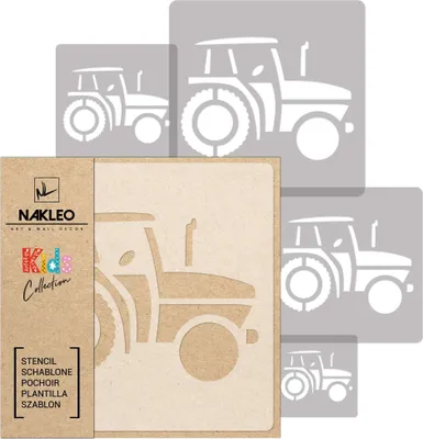 Produktbild von Schablonen Malen für Kinder, 5 Stück Set 9x9 cm bis 34x34 cm Traktor Land Bauernhof, Wiederverwendbare Kunststoff für Kinderzimmer Malvorlage Raumdekoration
