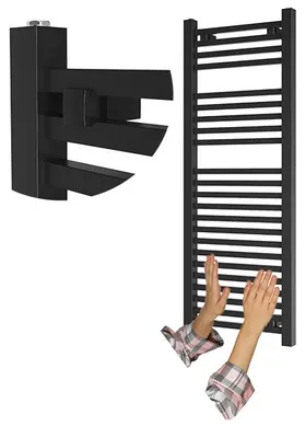 Obrázok produktu pre Granitan - Kúpeľňový radiátor - Rebríkový radiátor 120x45 cm - Radiátor čierny - 525 W - BERGEN