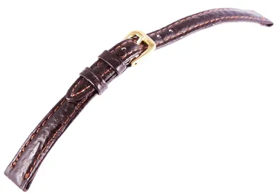Produktbild von Echtleder-Uhrenarmband, dunkelbraun, Haifischoptik, 10 mm