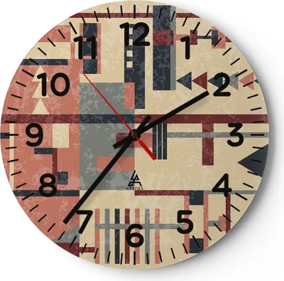 Produktbild von Wanduhr - Rund - Glasuhr - Abstraktion modern - 40x40cm - Schleichendes Uhrwerk - Lautlos - zum Aufhängen bereit - Dekoration Modern - Wanddekoration aus Glas - C4AR40x40-3863