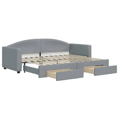 Produktbild von vidaXL Tagesbett Ausziehbar mit Schubladen Hellgrau 80x200 cm Stoff