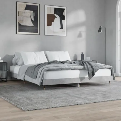 Produktbild von The Living Store Bettgestell Betongrau 200x200 cm Holzwerkstoff