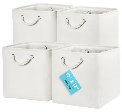 Produktbild von Aufbewahrungsboxen 30x30cm, 4er-Set, Stoffwürfelkörbe mit Seilgriffen, faltbare Aufbewahrungswürfel für Kallax-Organizer, Aufbewahrungskörbe für die