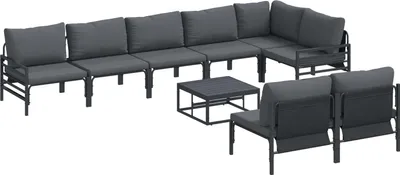 Produktbild von Gartensofa-set mit Kissen 9 pcs Schwarz Stahl