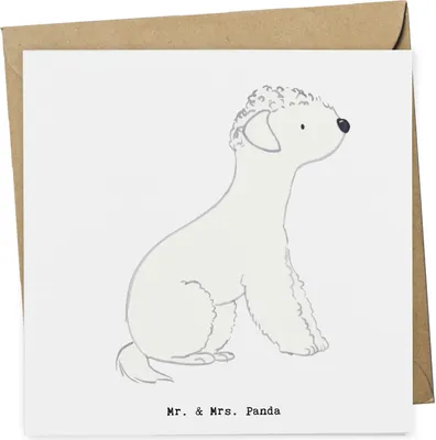 Produktbild von Mr. & Mrs. Panda Grußkarte Bedlington Terrier Moment - Weiß - Geschenk, anlasskarte, Glückwunschkarte, faltkarte, Klappkarte, doppelkarte