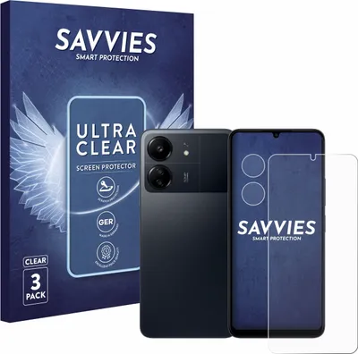 Produktbild von 6x Für Xiaomi Poco C65 (Display+Kamera) Schutzfolie Savvies Displayschutz Display Schutz Folie Klar Transparent