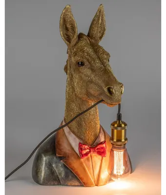 Produktbild von dekorative Tischlampe goldener Esel im Frack H. 50cm antikgold Formano
