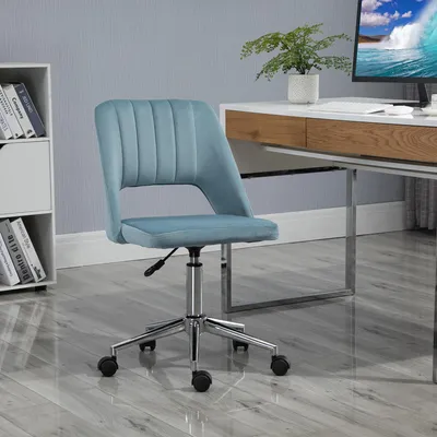 Immagine prodotto di okwish Sedia da ufficio, sedia girevole da lavoro, letto imbottito con schienale e altezza regolabile, sedia da pranzo con imbottitura in schiuma, blu