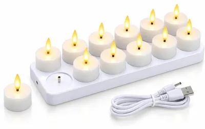 Obrázek produktu pro INF Sada dobíjecích svíček LED (balení 12 ks) - bezplamenné čajové svíčky pro navození atmosféry